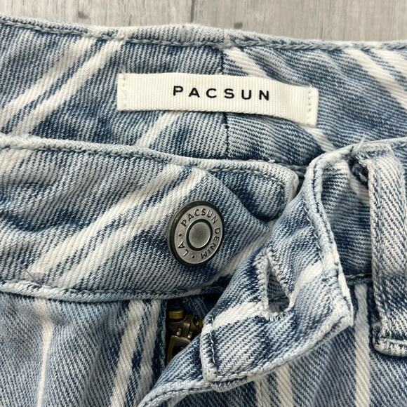 PacSun Blue White Stripe High Rise Slim Fit Cotton Mom Jeans 27 - Picture 5 of 10
